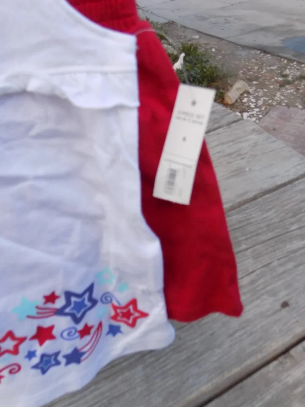 FADED GLORY RED WHITE BLUE STARS 2 PC GIRL SHORT OUTFIT SZ 4 NWT